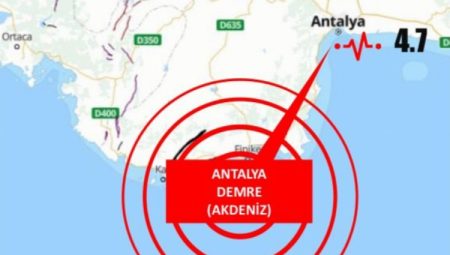 Antalya’da 4,7 büyüklüğünde deprem!