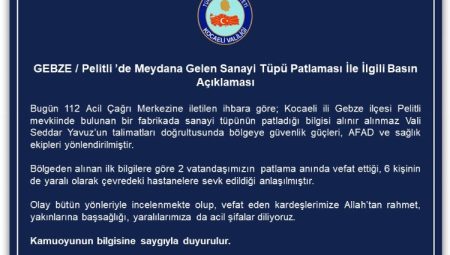 Gebze’de sanayi tüpü patladı: 2 ölü, 6 yaralı