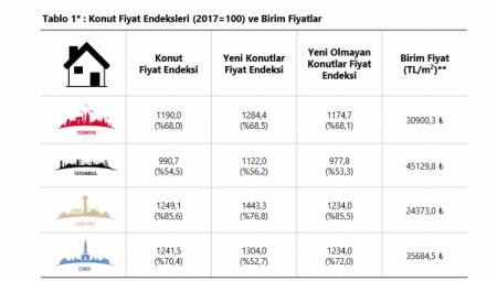 Konut Fiyat Endeksi arttı