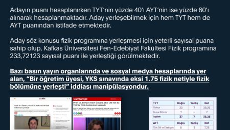 ‘Eksi netle fizik bölümüne yerleşti’ iddiasına İletişim’den yalanlama