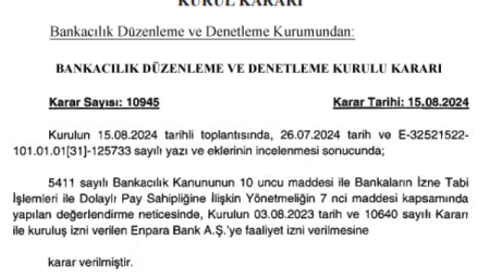 Enpara Bank’a BDDK’dan faaliyet izni