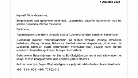 Türkiye’den Lübnan’a seyahat uyarısı!