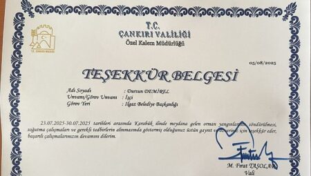 Yeşil Vatanın Bekçilerine Teşekkür Evrakları Takdim Edildi